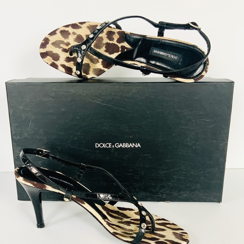 Dolce & Gabbana black crystal studded sandals 36